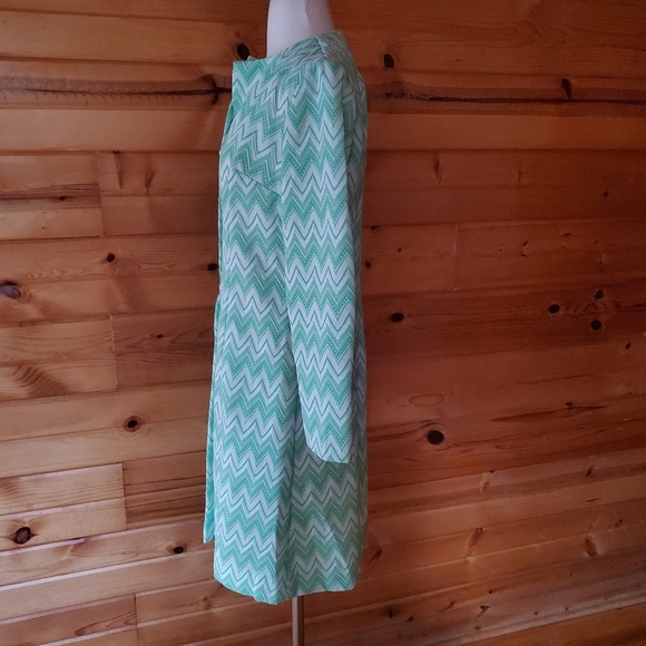 1960s Bright Green Chevron Dress/Coat - Picture 3 of 5